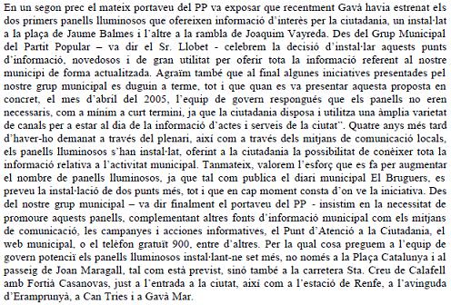 Prec del PPC de Gav� al ple municipal de l'Ajuntament de Gav� sol�licitant la instal�laci� de WI-FI gratu�t a m�s punts de Gav� (29 de Gener de 2009)